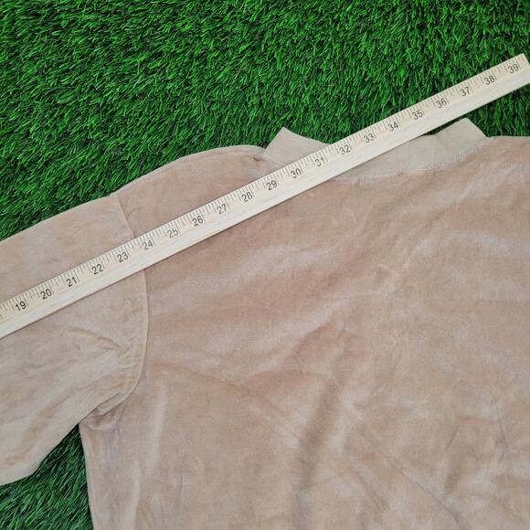 Vintage 80s MOD Velour Sweater Womens XL 22x24 Beige - Picture 5 of 10